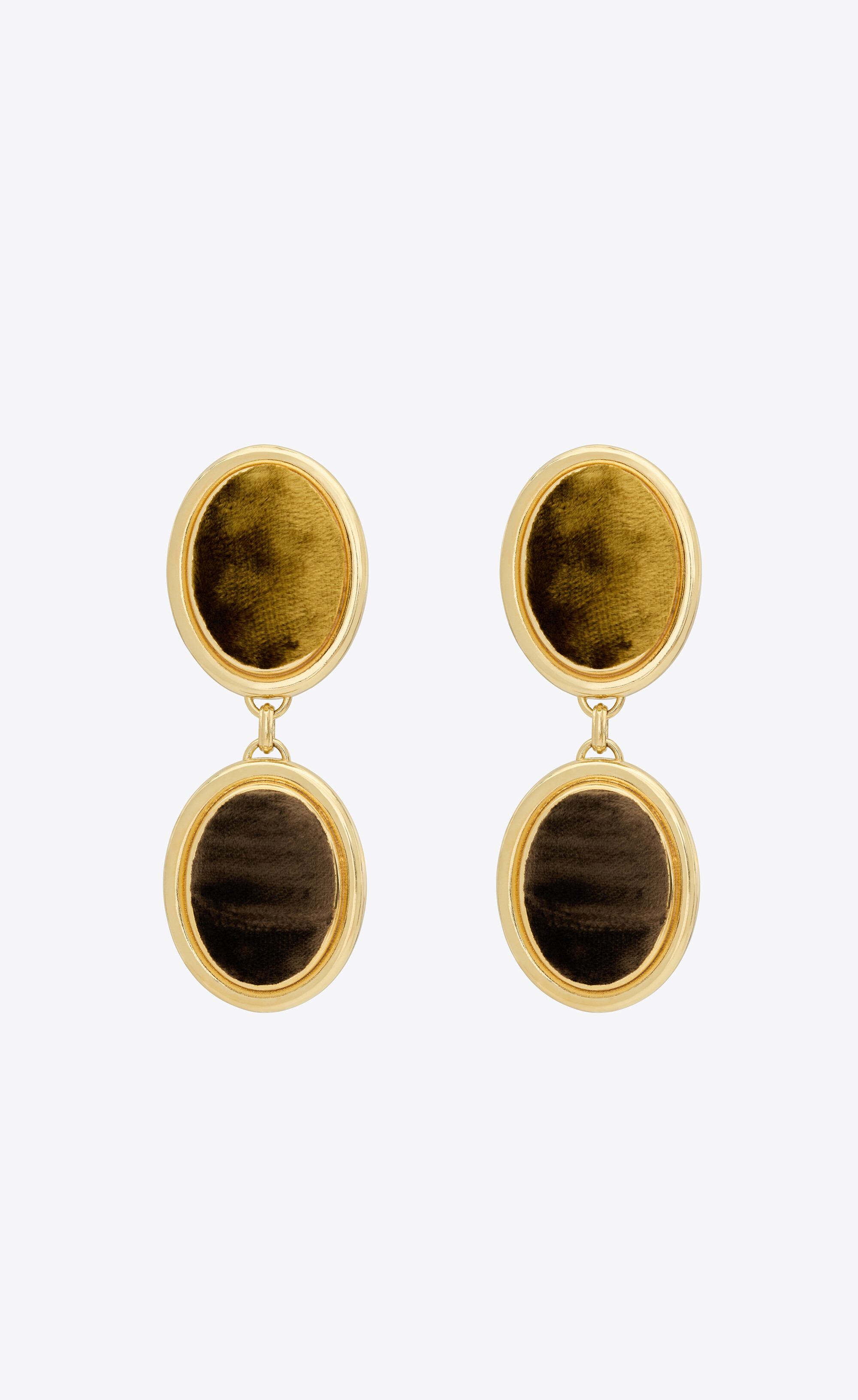 Twin-oval earrings in velvet and metal | Saint Laurent | YSL.com
