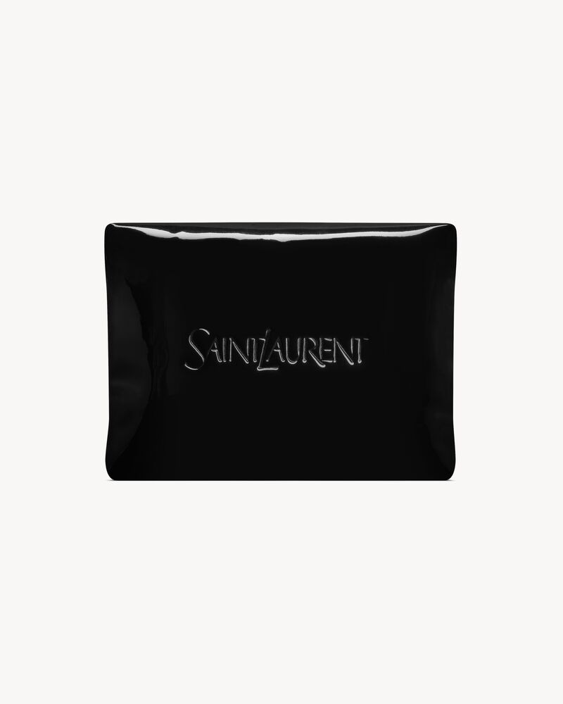 Große, bauschige SAINT LAURENT Pouch aus glänzendem Canvas