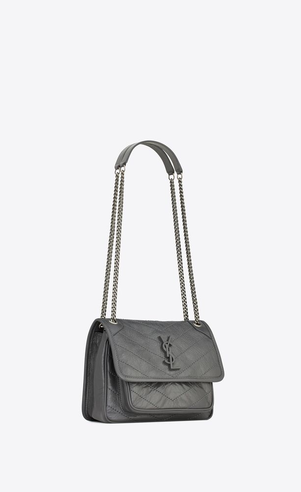 Black Niki medium YSL-plaque leather shoulder bag
