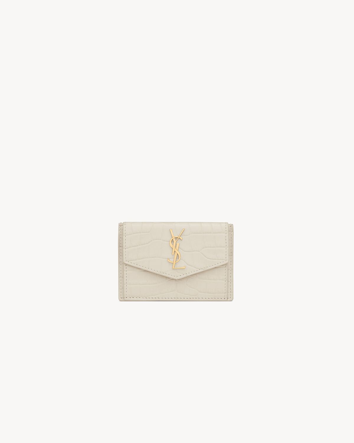 UPTOWN FLAP card case in crocodile-embossed shiny leather