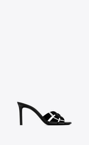 tribute heeled mules in patent leather