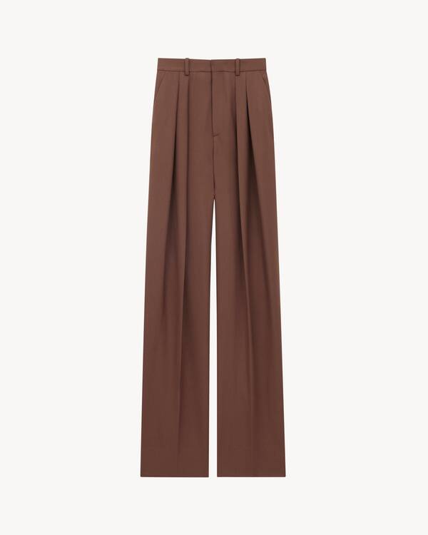 SAINT LAURENT Certified wool trousers with wide leg パンツ SAINT LAURENT Pleated wool wide-leg pants | NET-A-PORTER