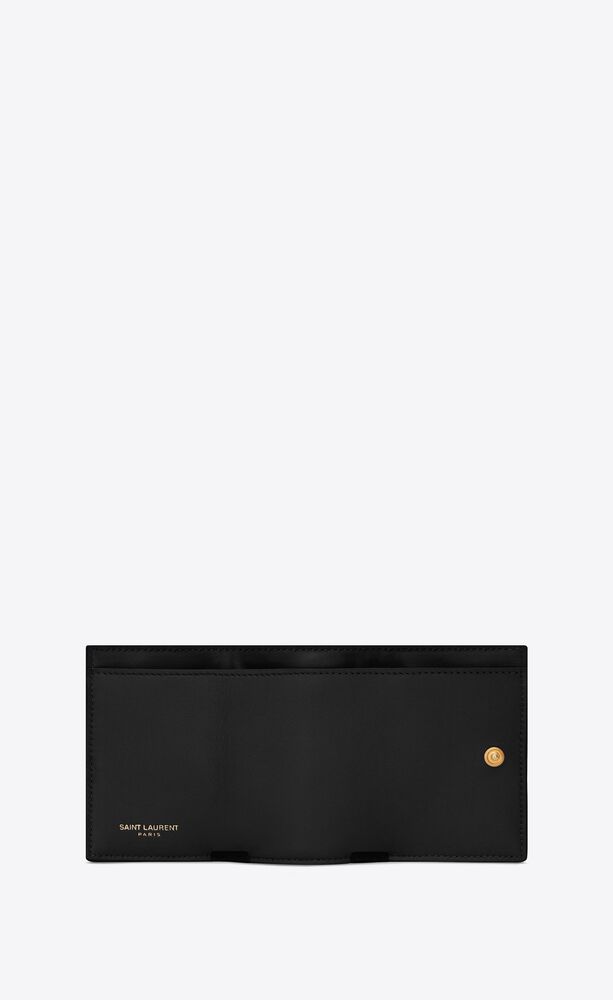 monogram saint laurent chain wallet in black grain de poudre textured matelassé leather