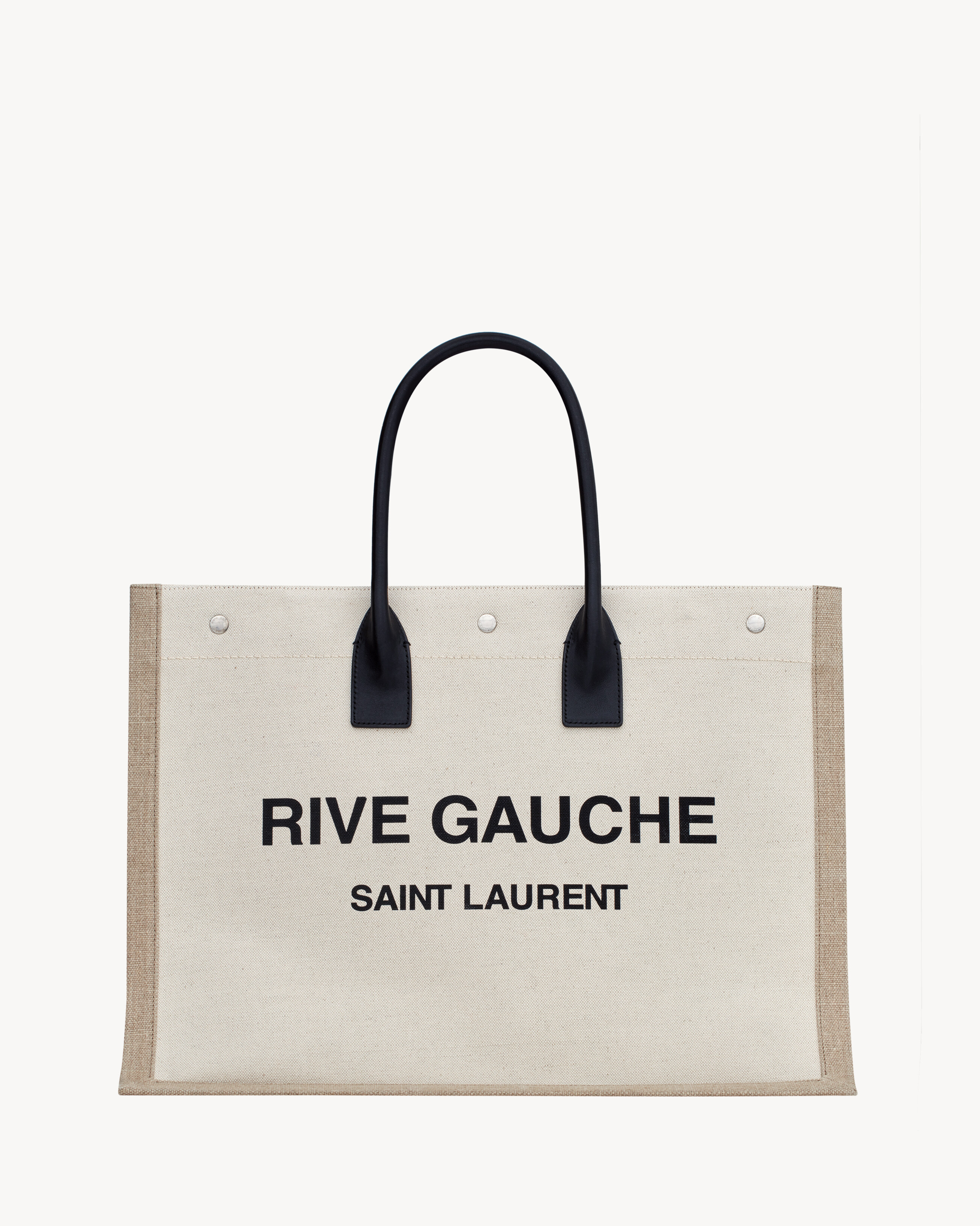 Black Rive Gauche striped cotton-canvas tote bag, Saint Laurent