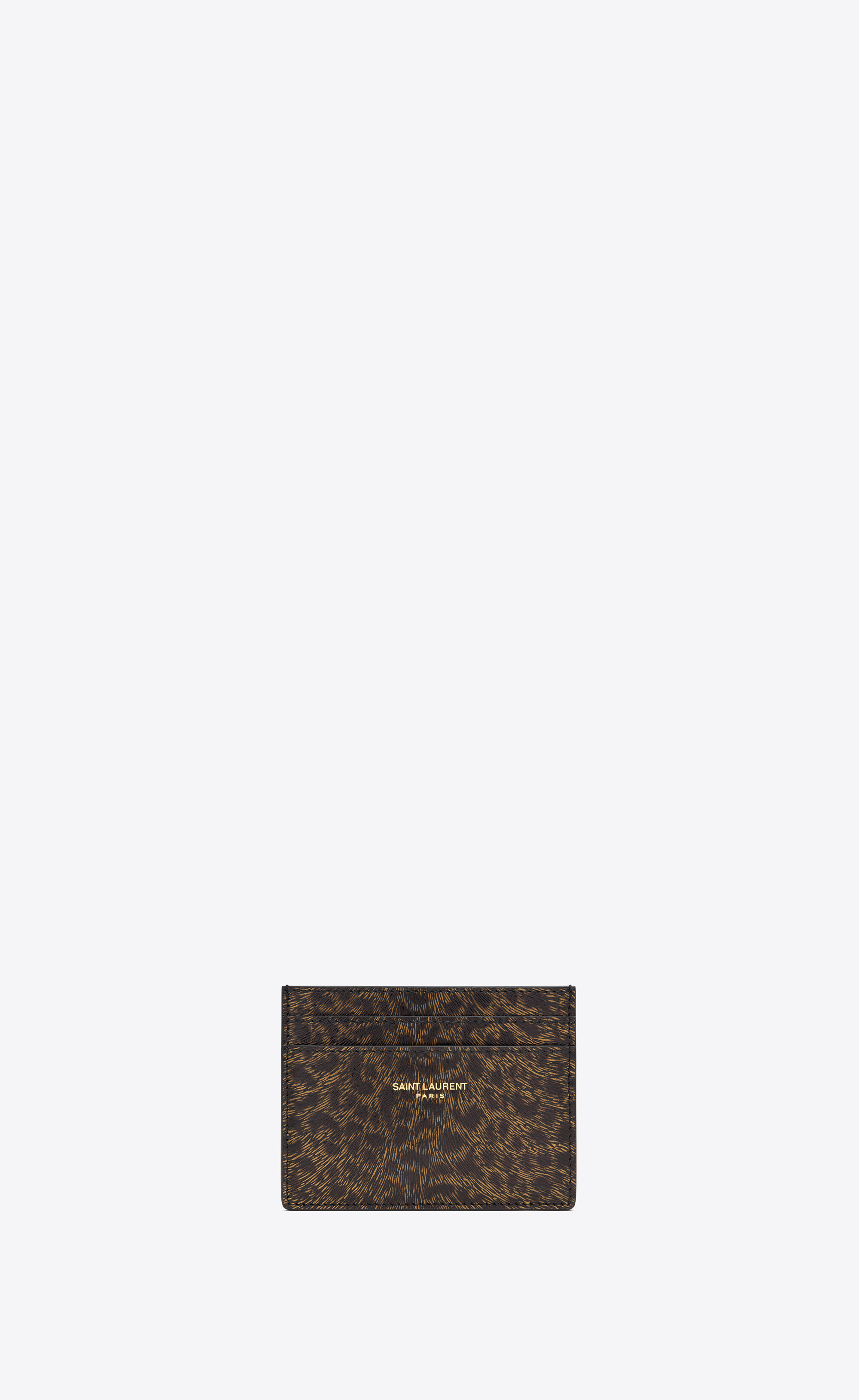 Saint Laurent Paris Card case in leopard-print leather