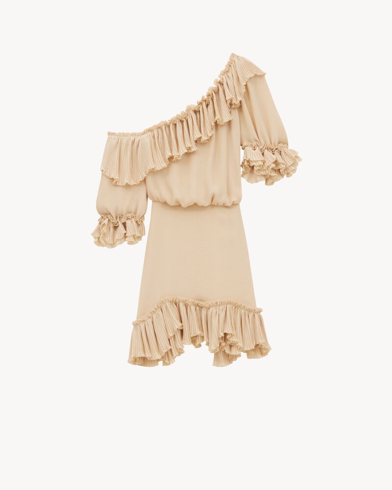 ruffled dress in silk crepon muslin