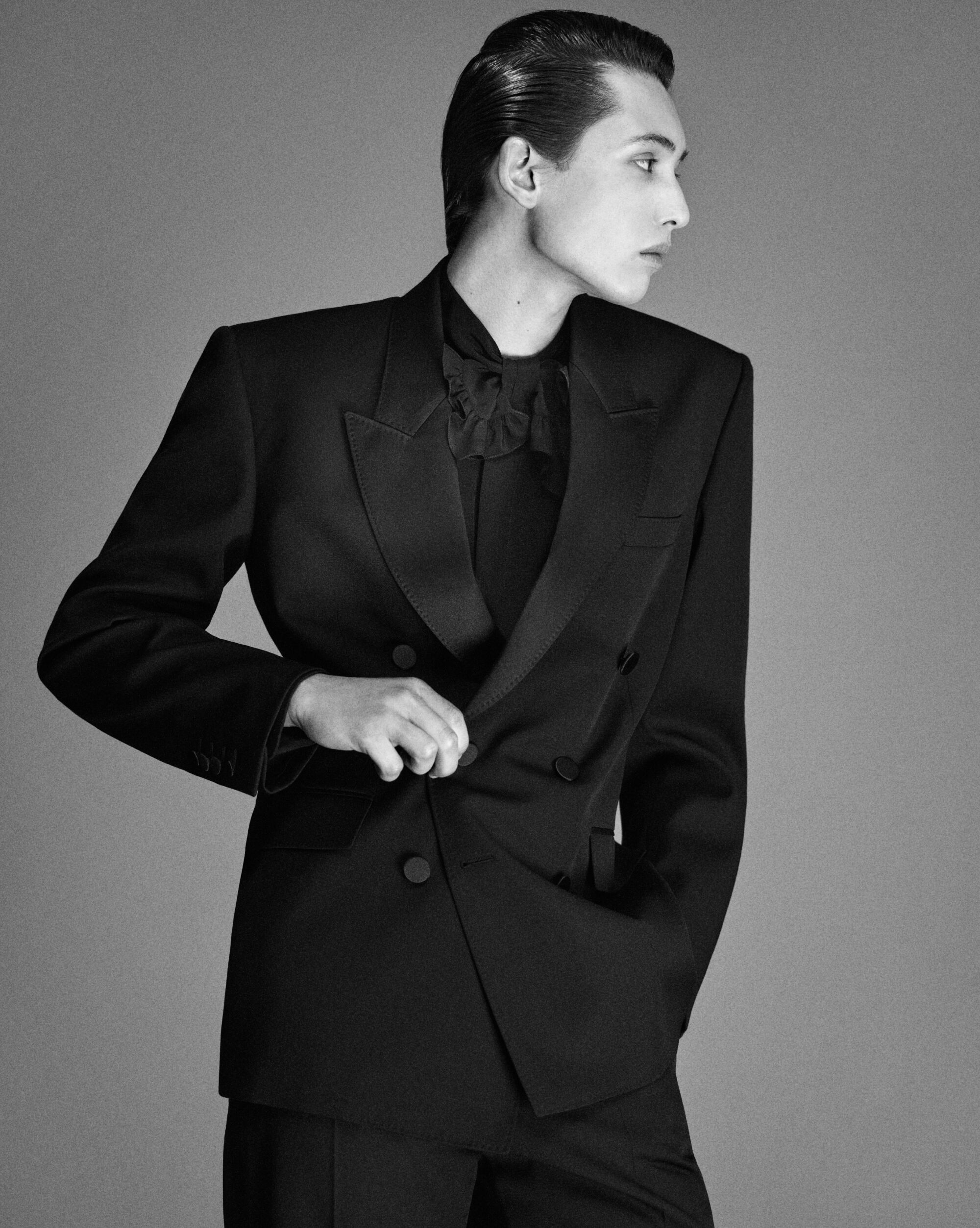 Yves tuxedo jacket in grain de poudre