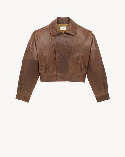 bomber jacket in aged lambskin in Brown | Saint Laurent | YSL EN-US