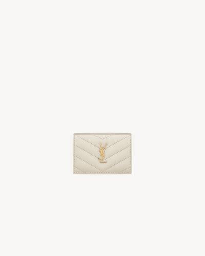 Tiny origami wallet in quilted grained leather, Saint Laurent