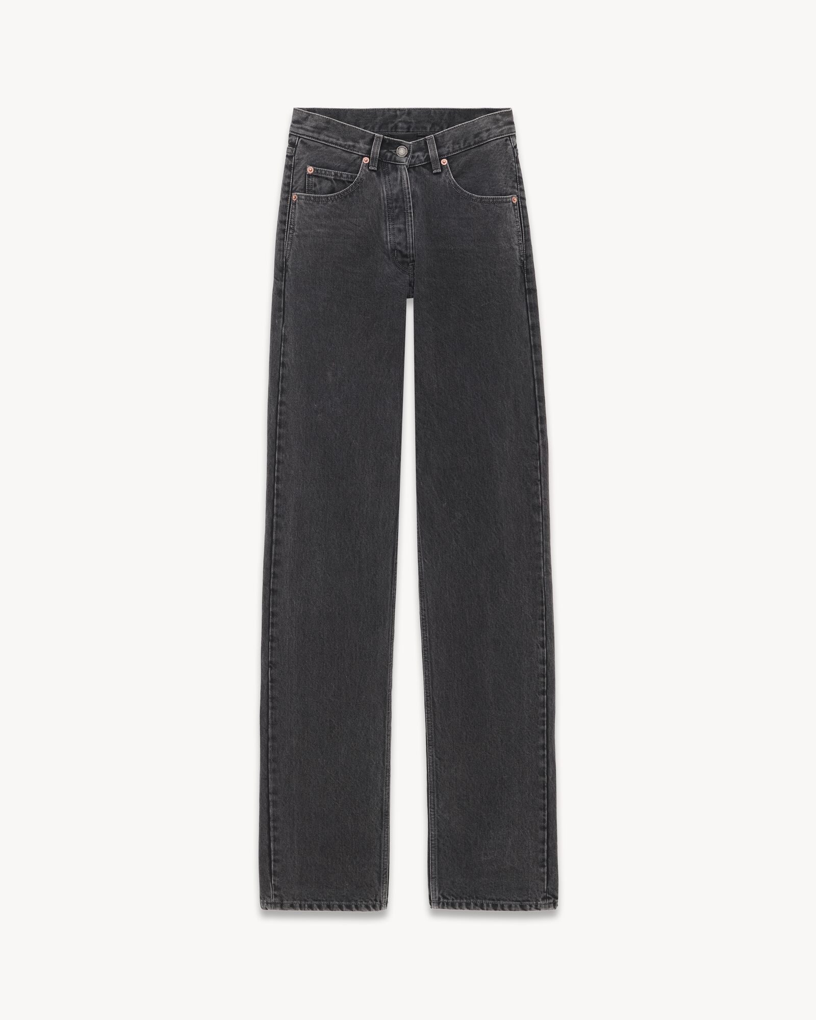 V-Waist Long Baggy Jeans in 90's Black Denim | Saint Laurent | YSL.com