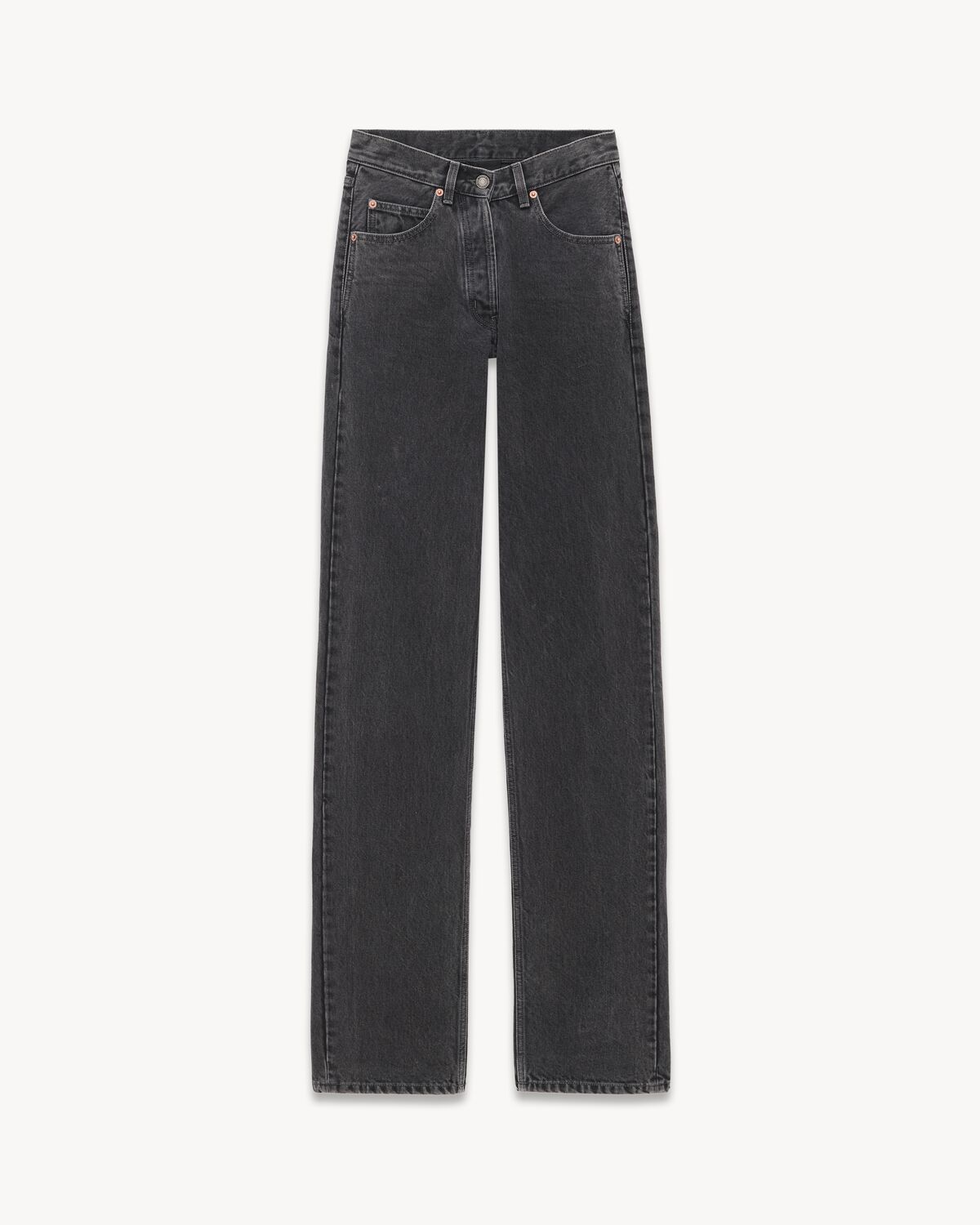 V-waist long baggy jeans in 90'S black denim