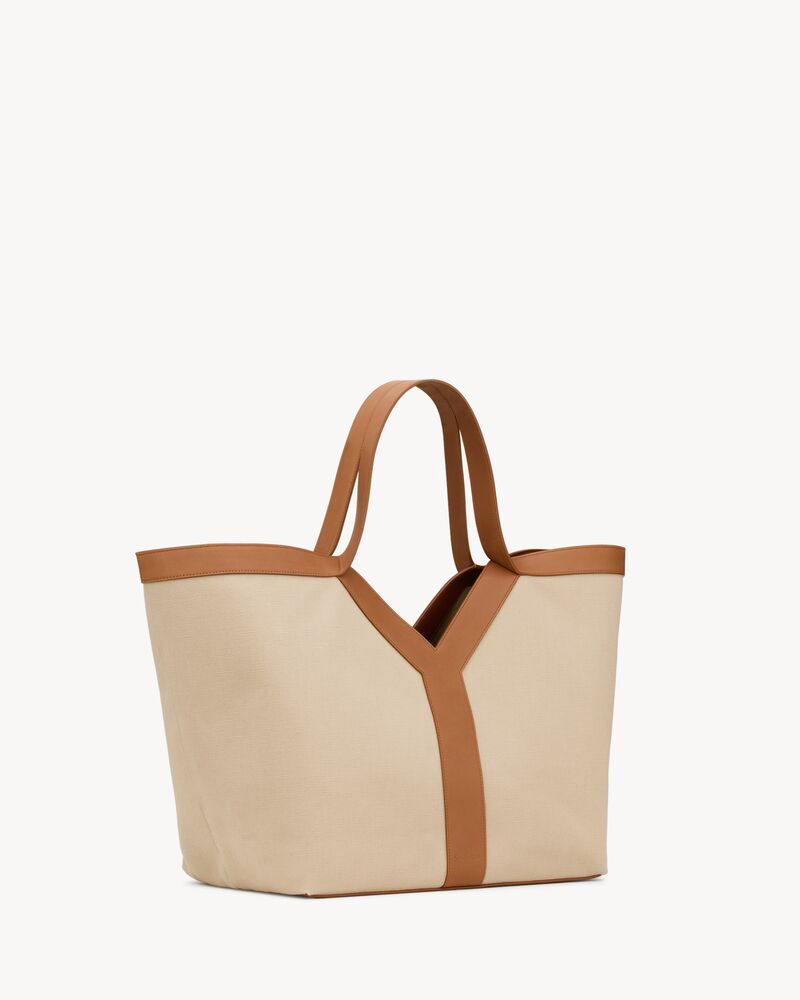 Y TOTE IN CANVAS AND LEATHER 