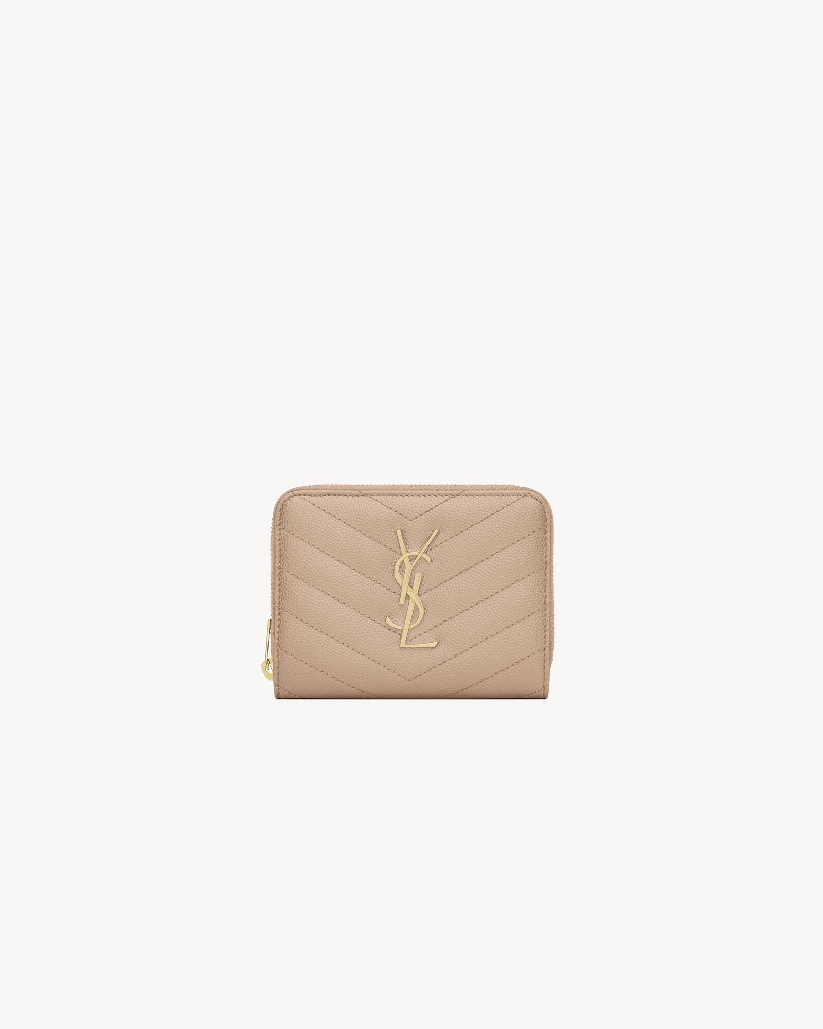 CASSANDRE MATELASSÉ compact zip around wallet in grain de poudre leather — 668288BOW012721