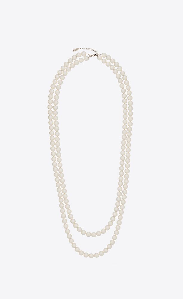 long two-strand pearl necklace in metal