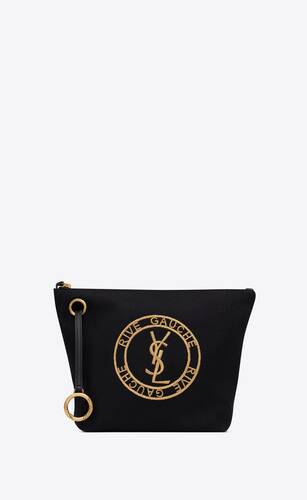 RIVE GAUCHE EMBROIDERED POUCH IN FELT | Saint Laurent | YSL.com