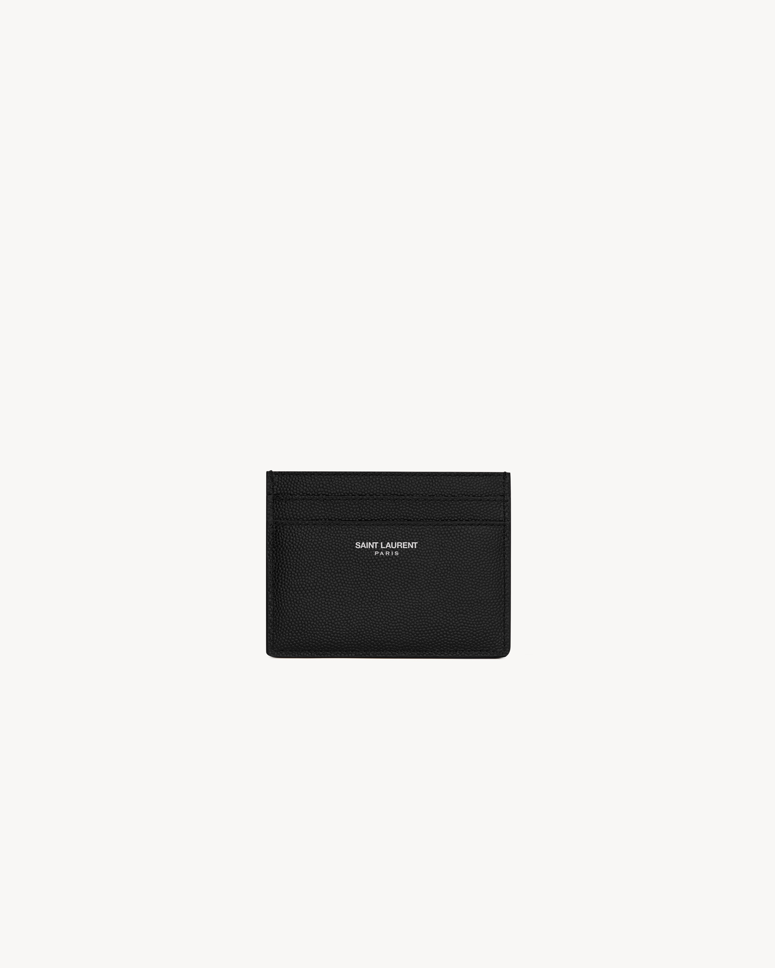 Saint Laurent Paris credit card case in grain de poudre leather