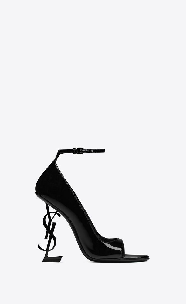 opyum open-toe pumps in patent leather with black heel
