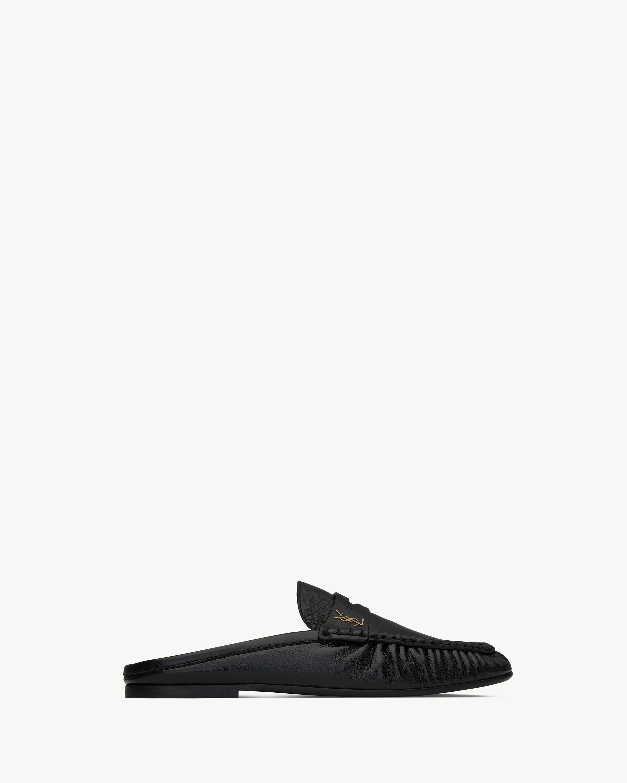 Le Loafer亮面褶痕皮革穆勒鞋