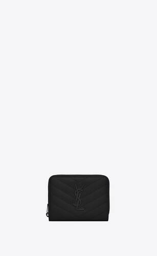 monogram compact zip around wallet in grain de poudre embossed leather