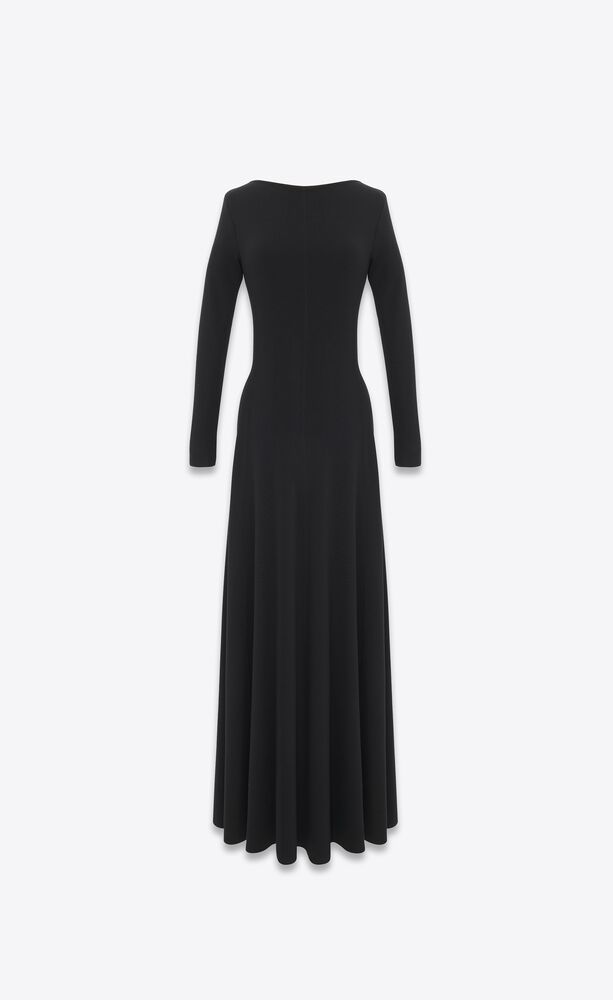 Long backless dress in wool | Saint Laurent | YSL.com