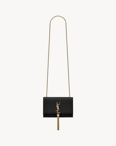 kate small tassel in crocodile-embossed leather