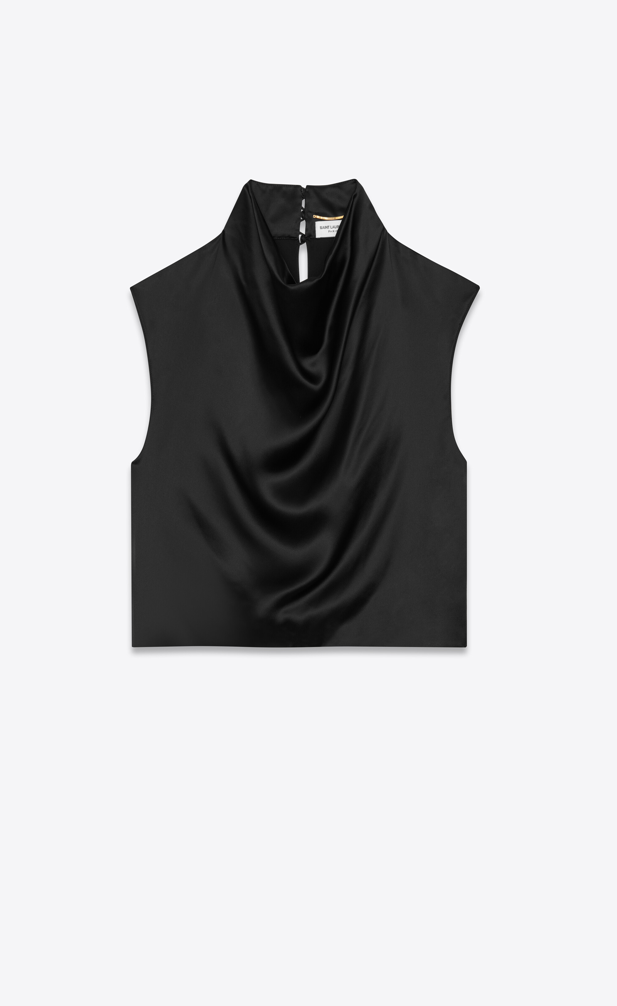 Cropped satin camisole in black - Saint Laurent