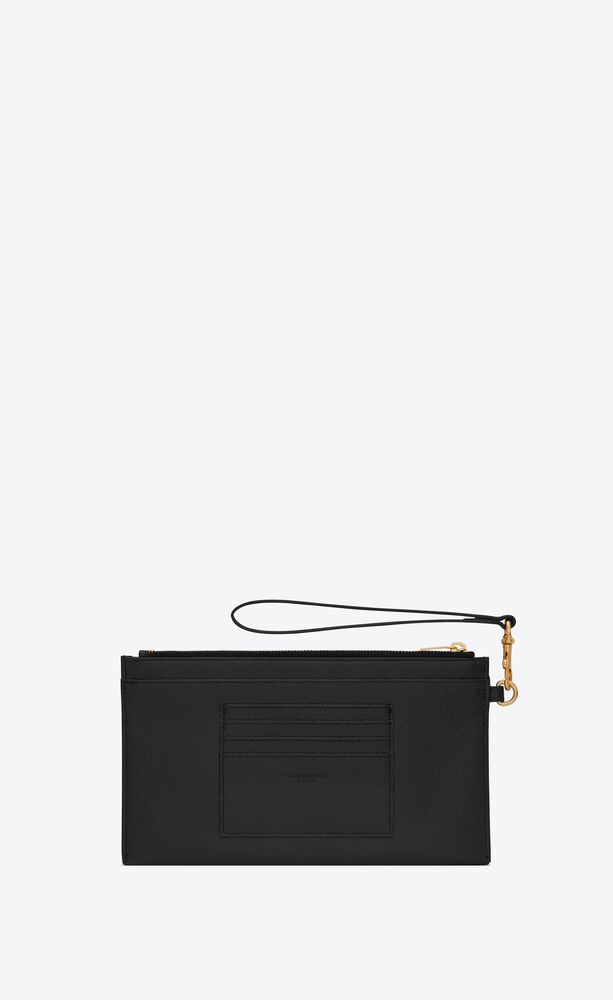 ysl monogram bill pouch in grain de poudre embossed leather