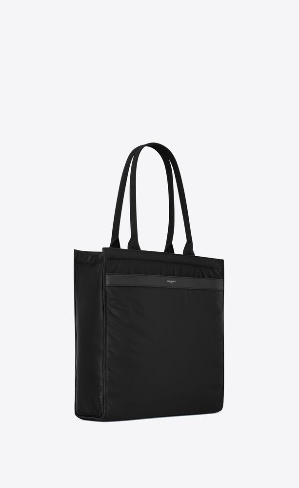 Saint Laurent Men's City Leather-Trimmed Tote Bag