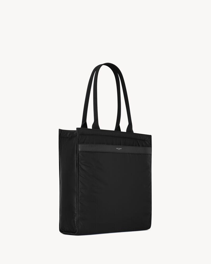 Saint Laurent Men's City Leather-Trimmed Tote Bag