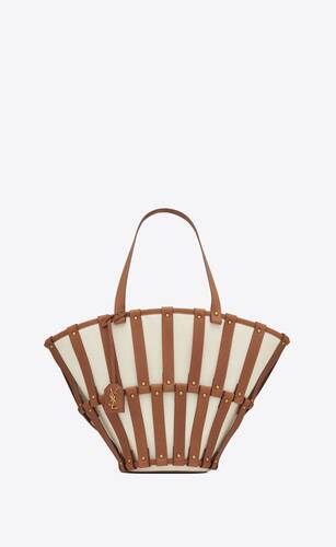 beatrix panier cut out in canvas and vegetable-tanned leather