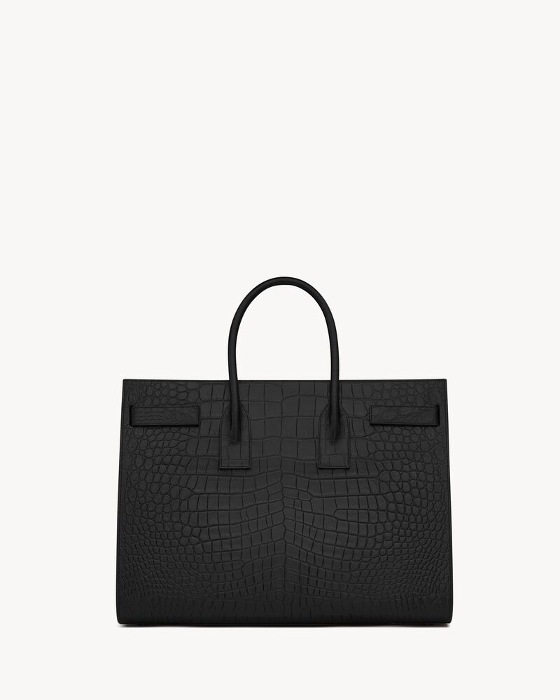 sac de jour large en cuir embossé crocodile