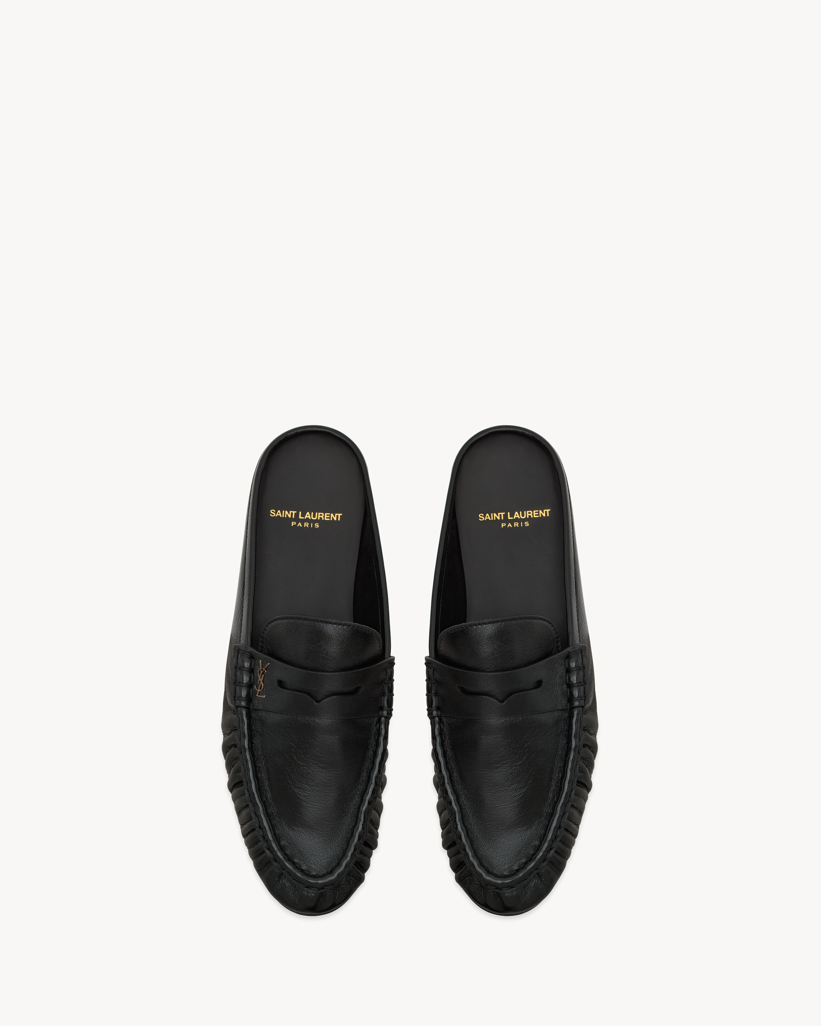 Le Loafer亮面褶痕皮革穆勒鞋