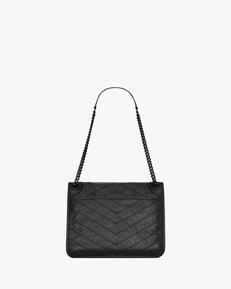 Saint Laurent Niki Medium Model Shoulder Bag in Black Leather and