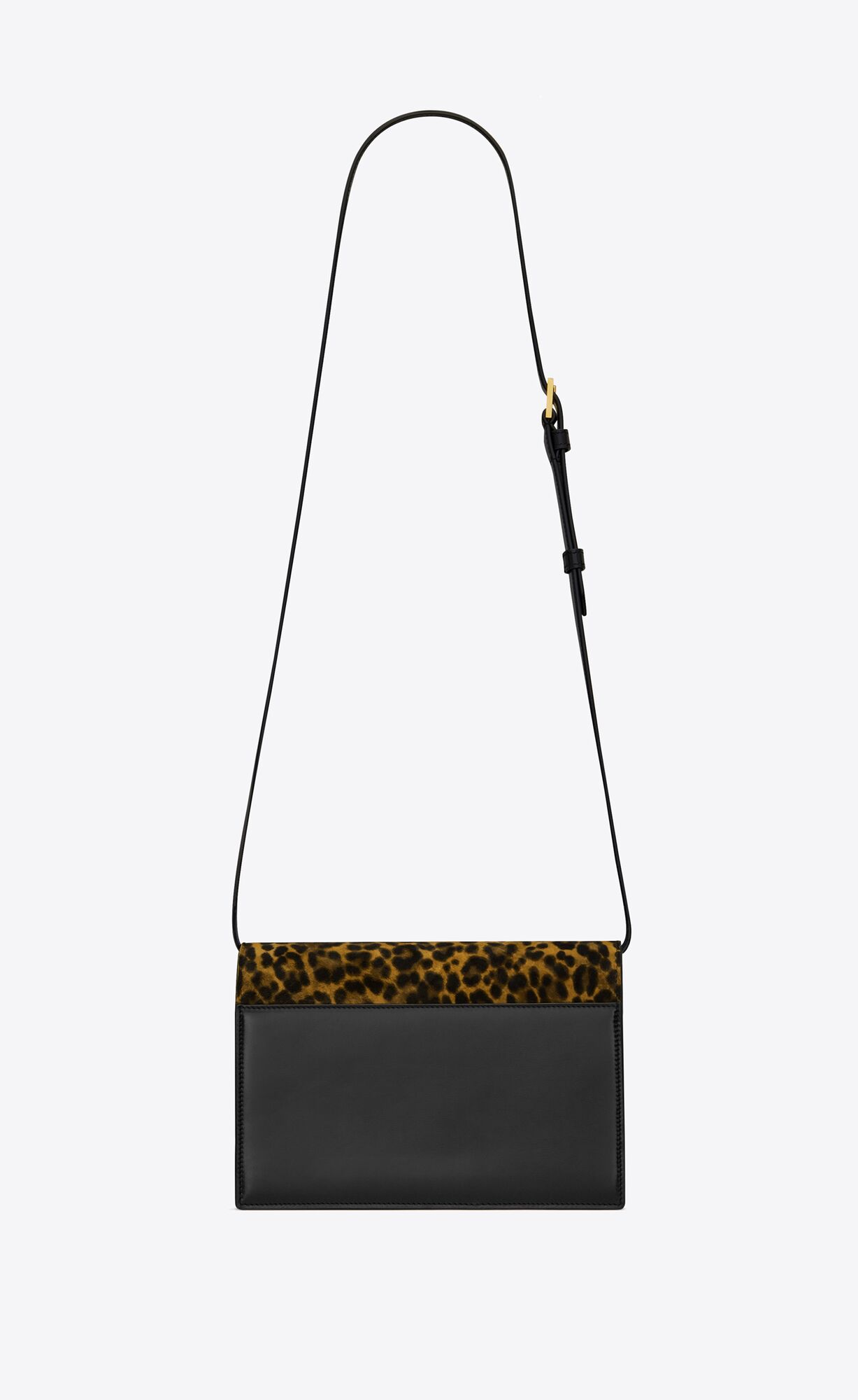 CASSANDRA Mini top handle bag in leopardprint suede and smooth leather