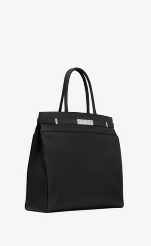 Saint Laurent Men's City Leather-Trimmed Tote Bag