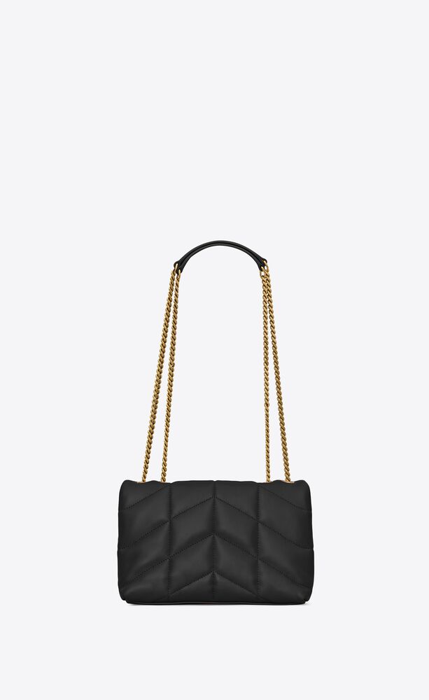 Loulou Puffer Mini leather shoulder bag in noir black