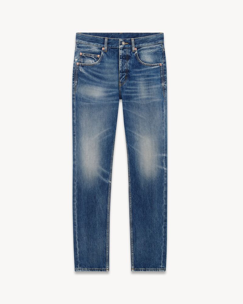 Patched Pockets Baggy Jeans in Blue