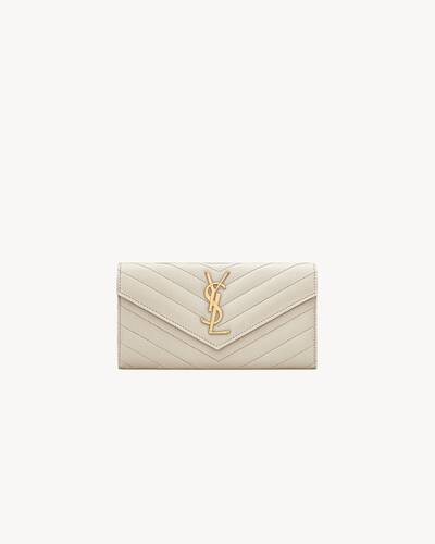 Shop Saint Laurent MONOGRAM LARGE FLAP WALLET IN METALLIZED LEATHER  (372266) by blueblue77