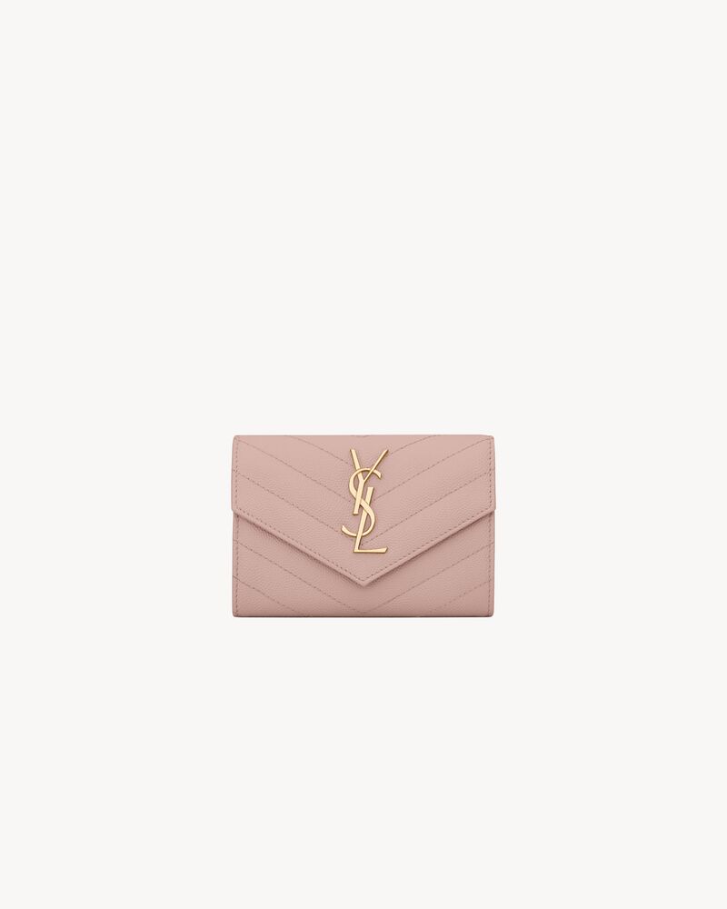 CASSANDRE MATELASSÉ small envelope wallet in grain de poudre embossed  leather, Saint Laurent