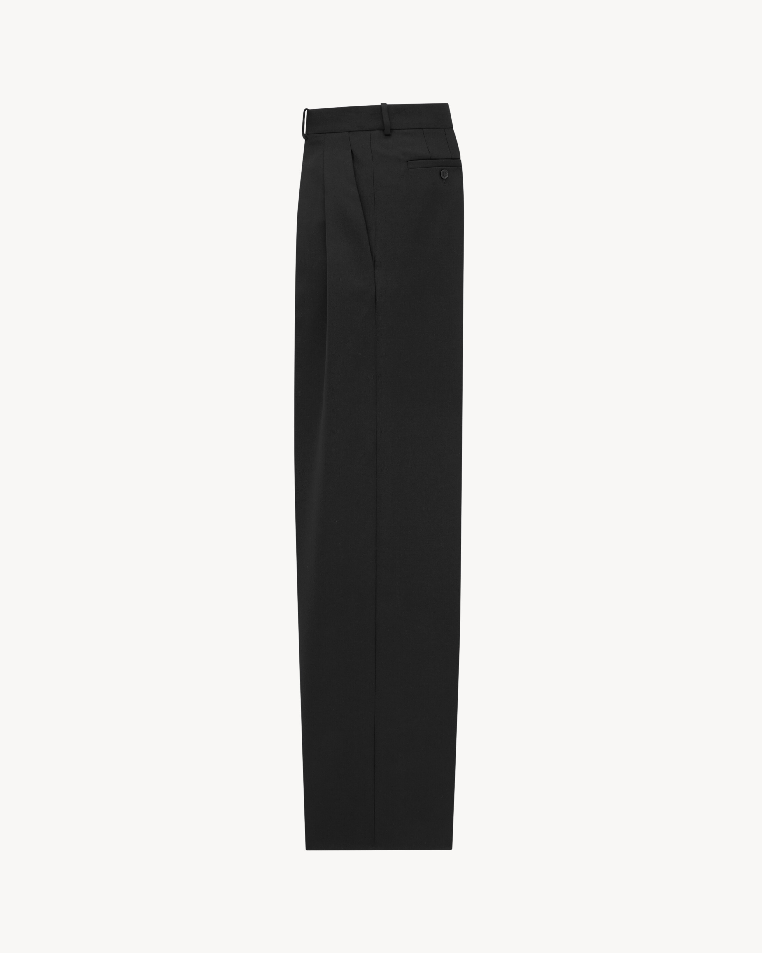 low-waisted pants in wool chiné