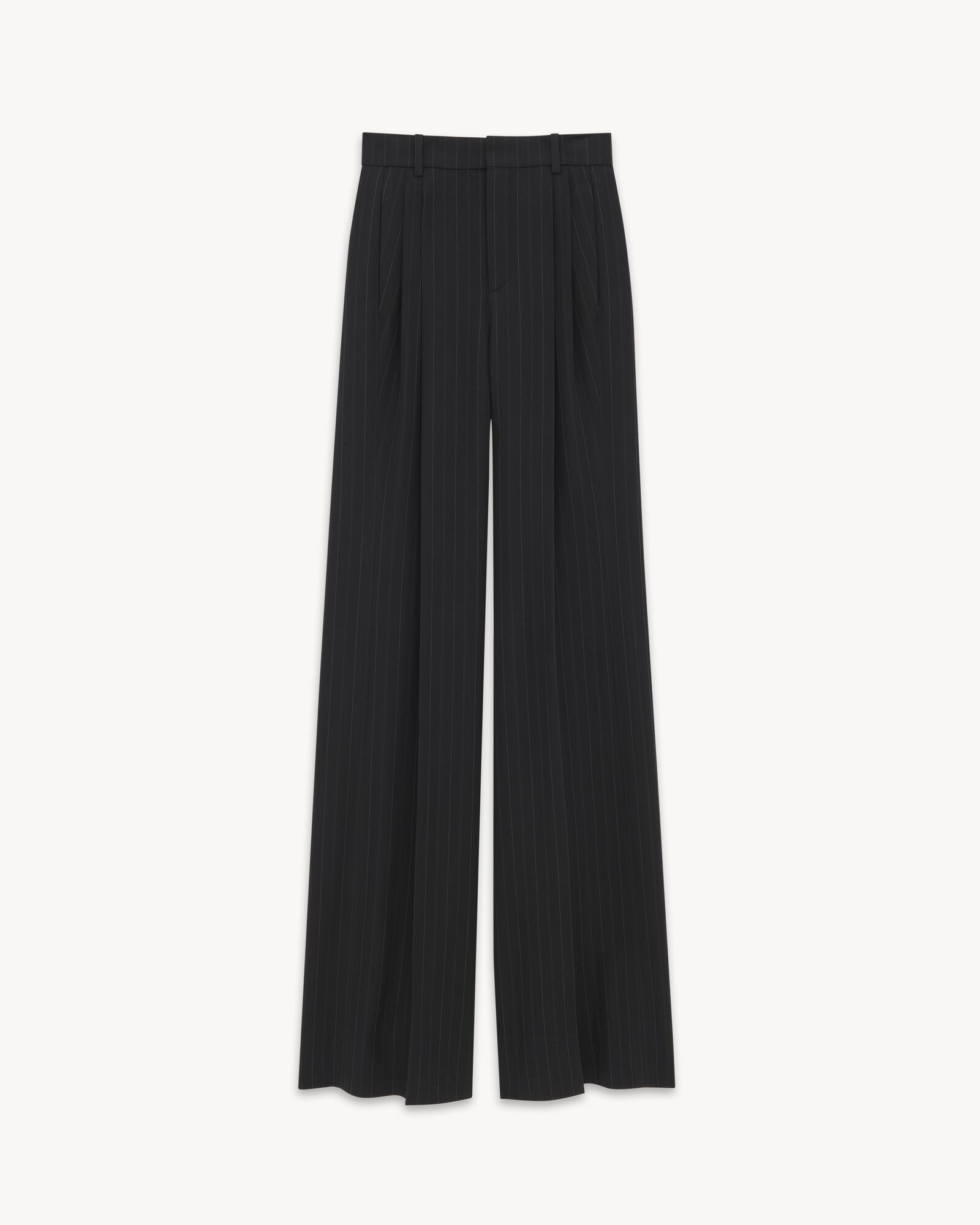 Wide-Leg Pants in Striped Wool | Saint Laurent | YSL.com