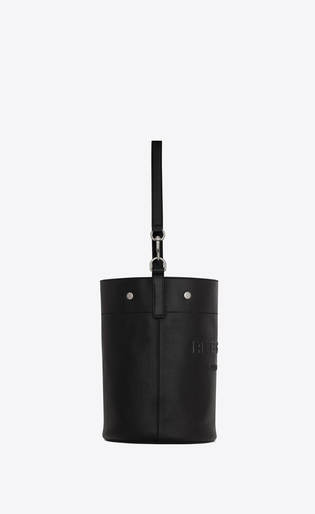 Rive Gauche Leather-Trimmed Logo-Embroidered Wool-Felt Bucket Bag