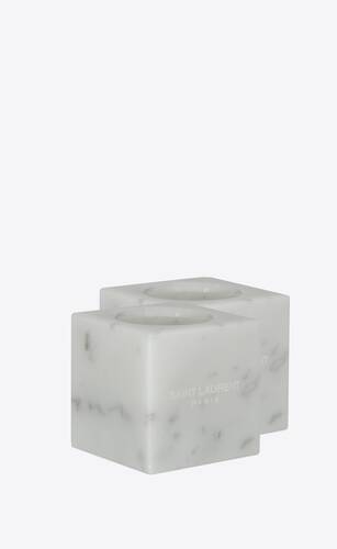 cube-shaped candle holders in marble