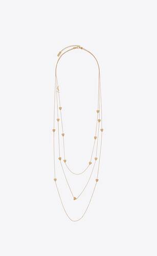 mini heart three-row necklace in metal