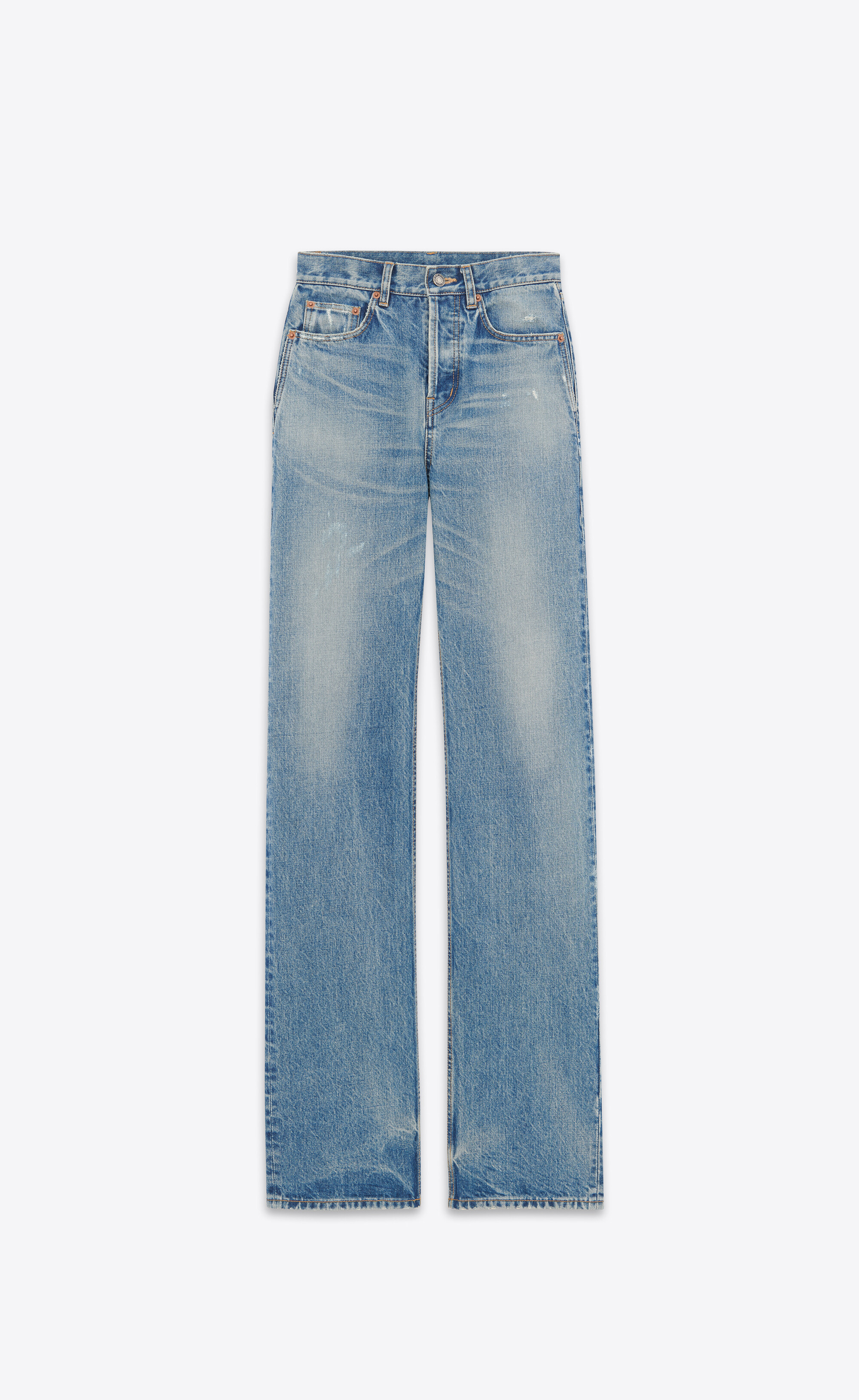 Long straight jeans in charlotte blue denim | Saint Laurent | YSL.com