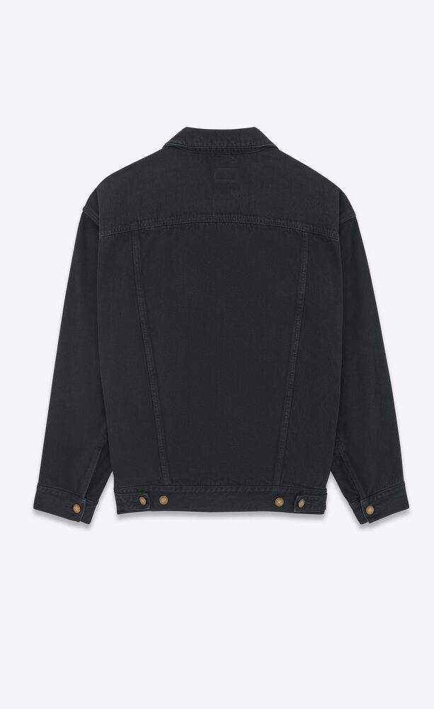 Oversized jacket in carbon black denim | Saint Laurent | YSL.com