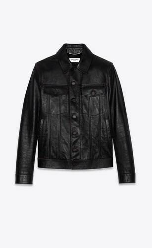 denim-style jacket in aged leather