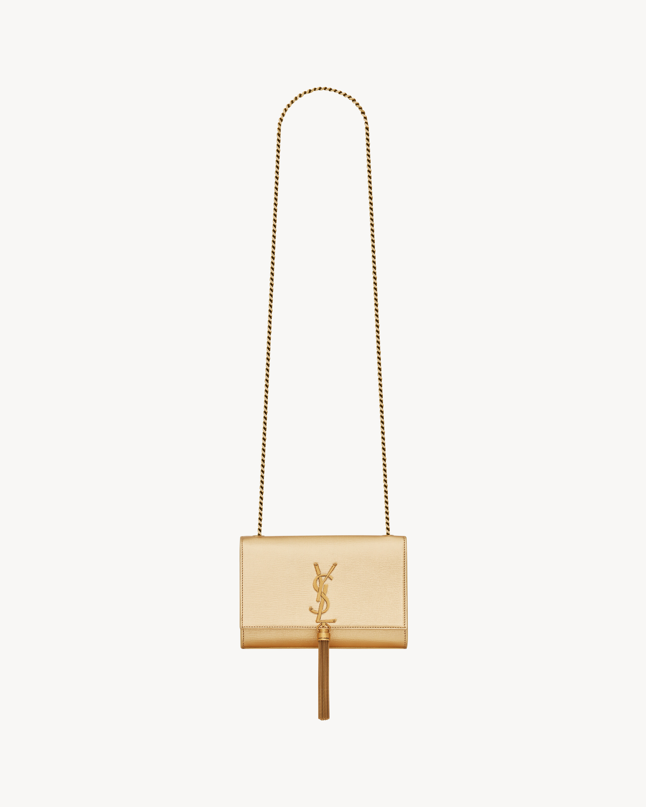 KATE SMALL TASSEL IN METALLIC LEATHER in Gold Saint Laurent
