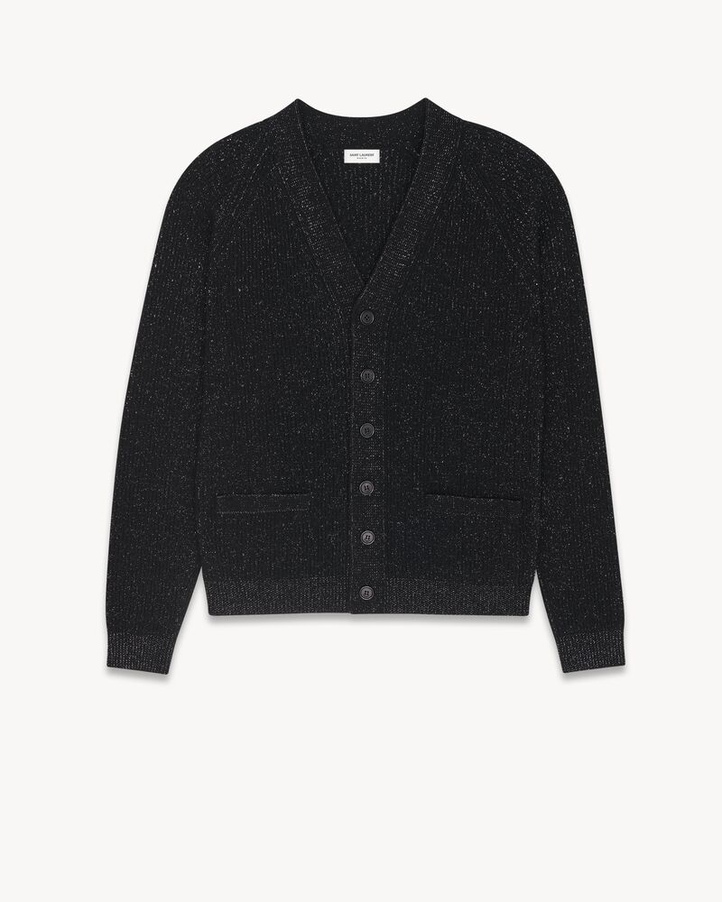 Cardigan in lurex ribbed wool and cashmere | Saint Laurent | YSL.com