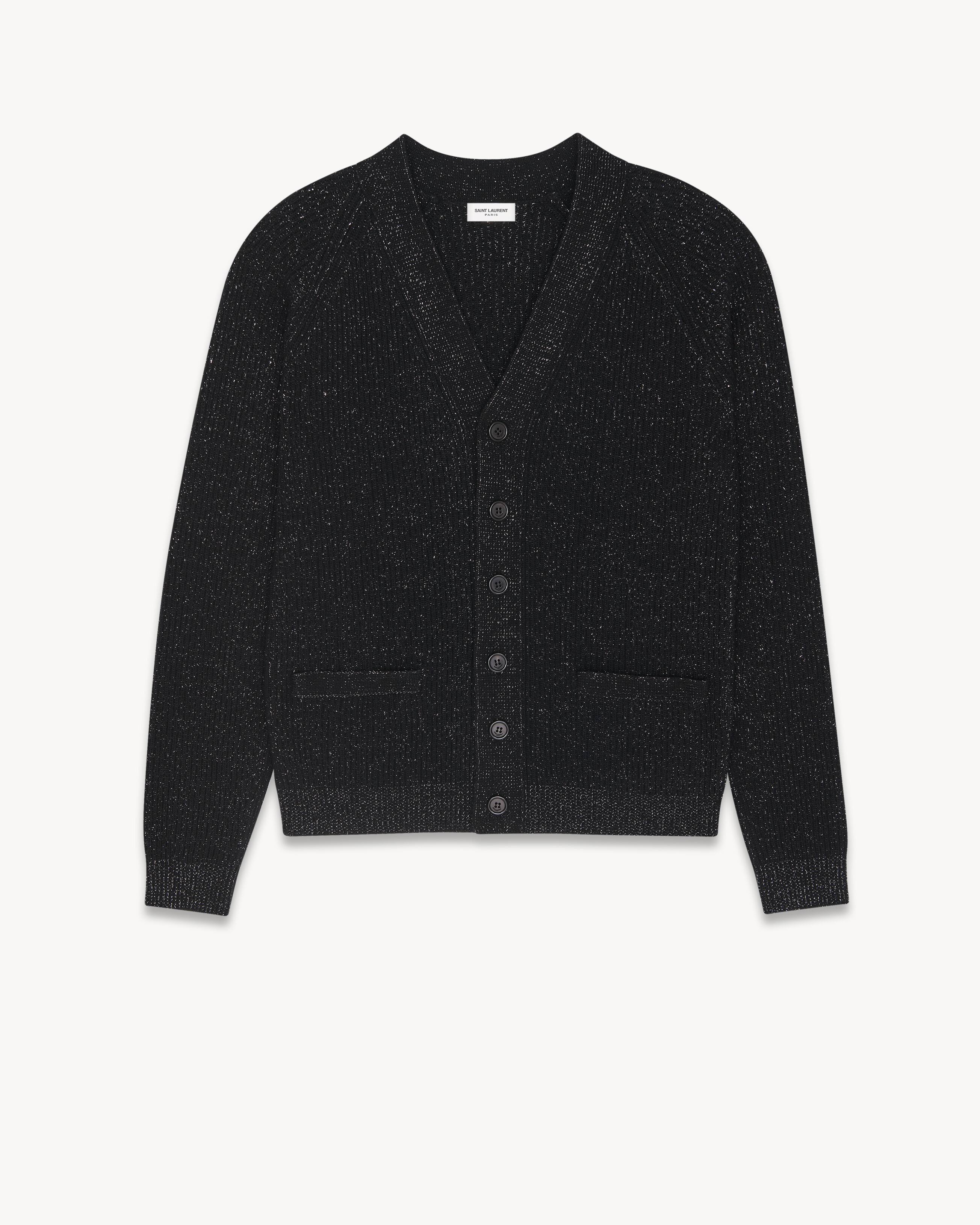 cardigan in lurex ribbed wool and cashmere